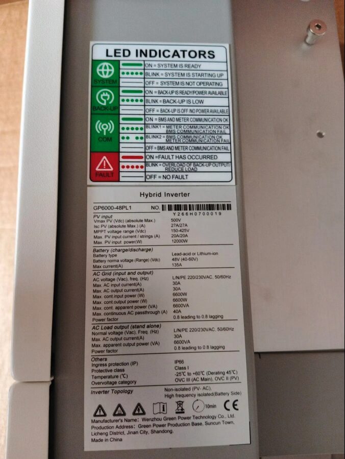 Инвертор GreenPower 6 кВт 48В mppt IP66 Инвертор GreenPower 6 кВт 48В mppt IP66